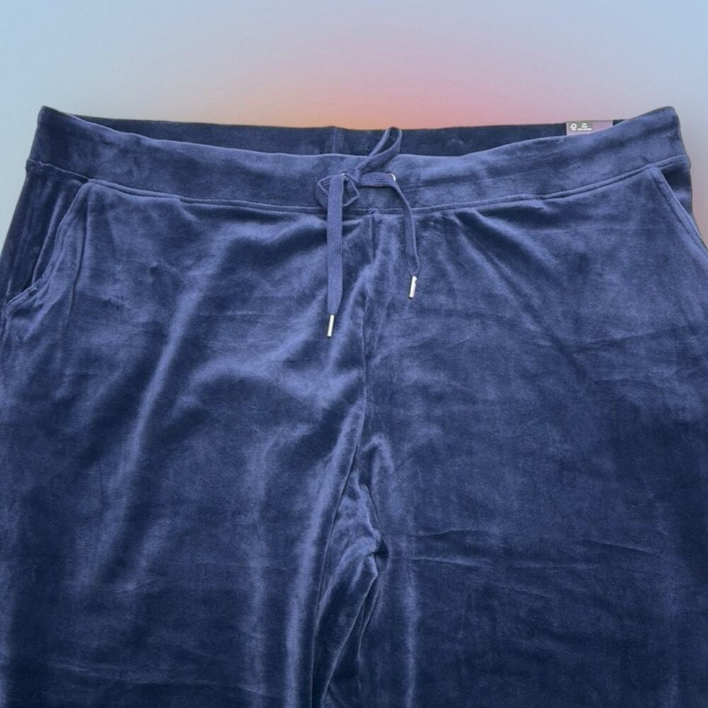 GLORIA VANDERBILT Women’s 2X Navy Blue Velour Casual Pant